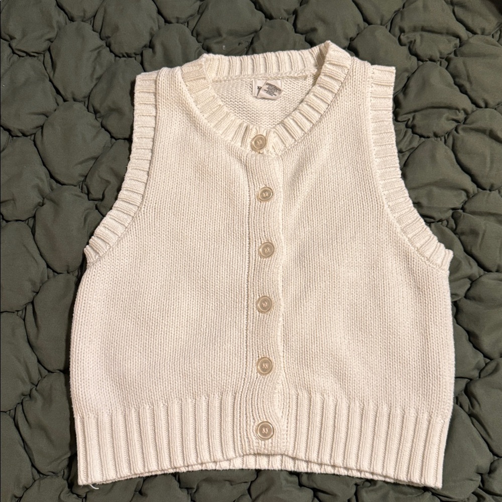 Song of Style Cream Button-Up Sweater Vest